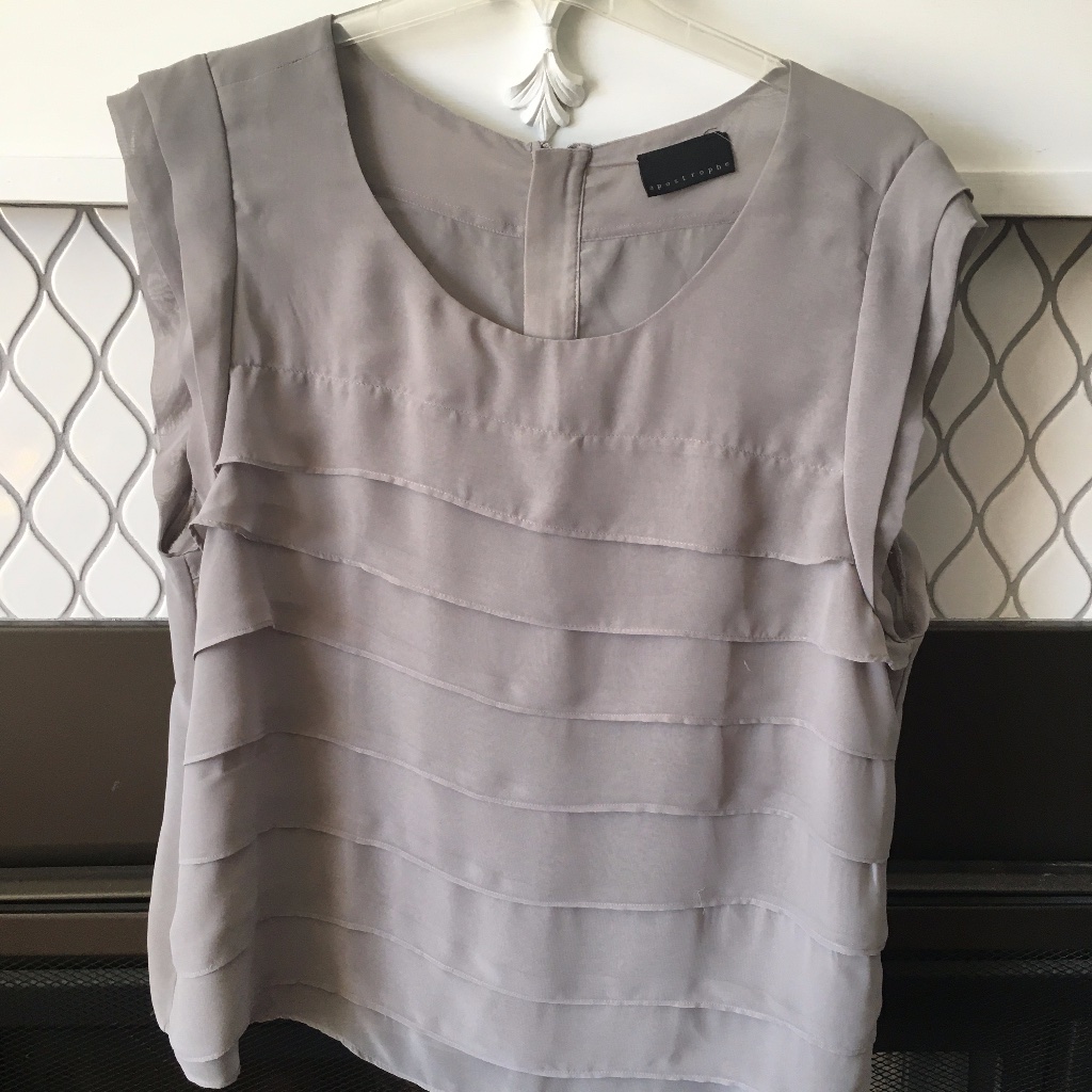 Sheer Back Chiffon Blouse Zips Up Back Sheer Back Chiffon Blouse Zips Up Back